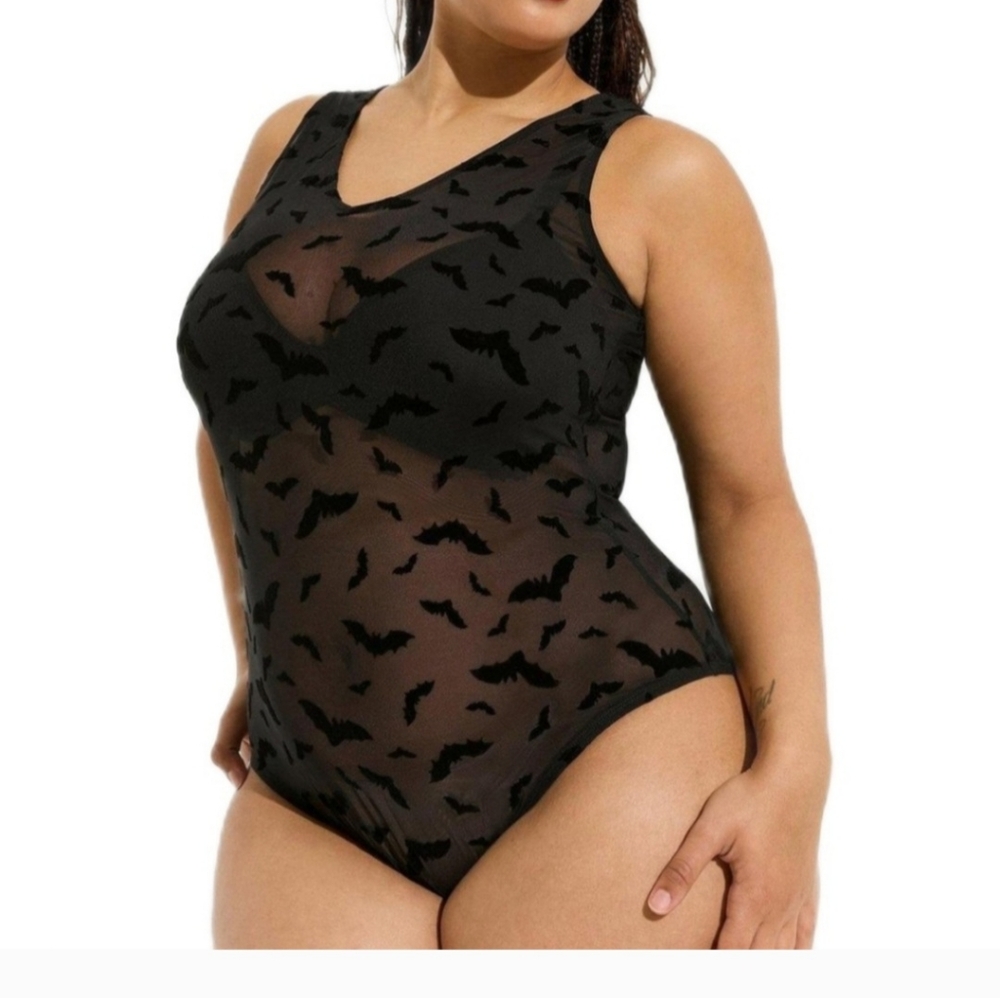 Bodysuit Spiderwebs/Bat Flock V-Neck